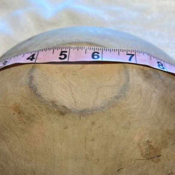 Vintage Wooden Bowl 8" Diameter Handcrafted Rustic Decor - Picture 4 of 5